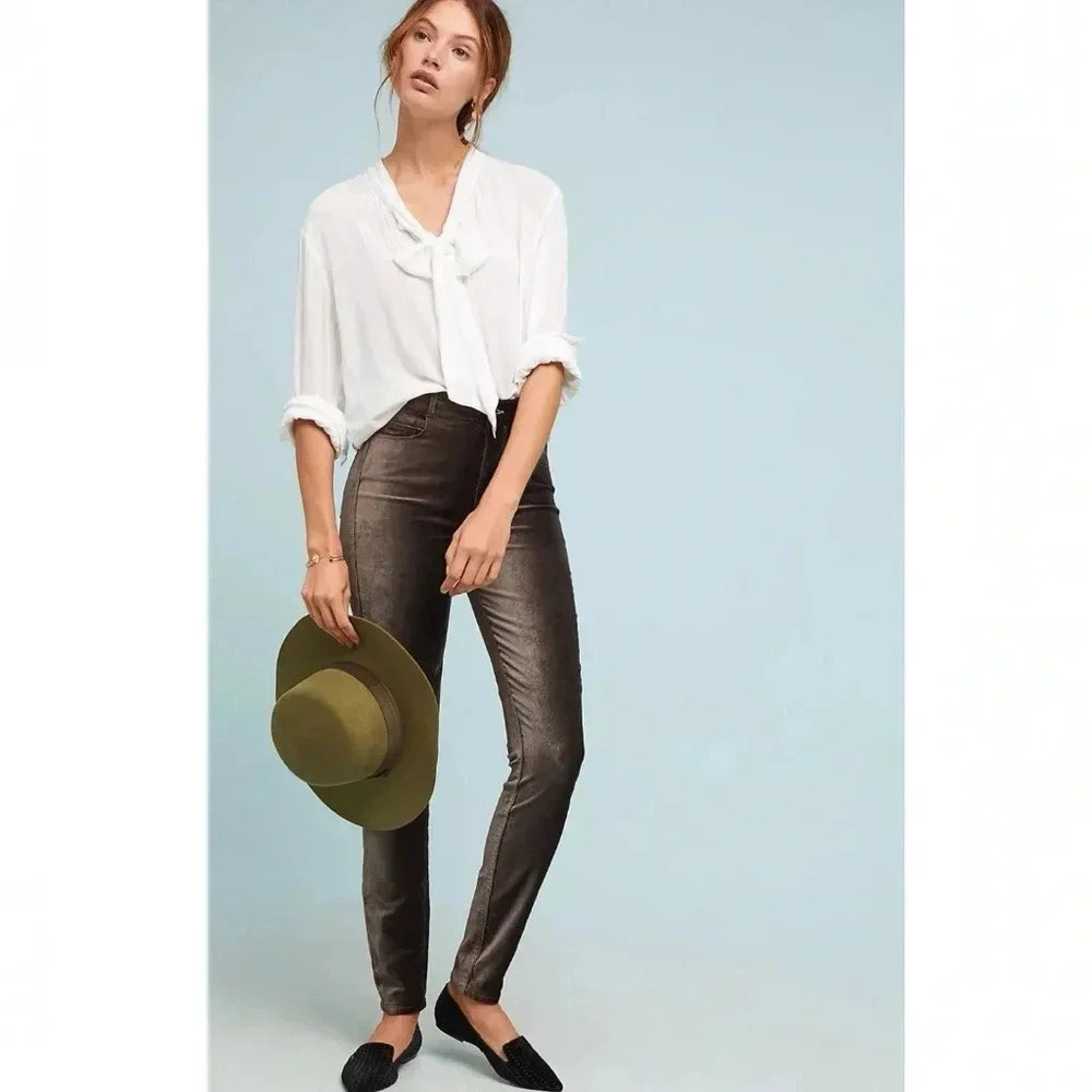 Paige Hoxton High-Rise Velvet Skinny Jeans